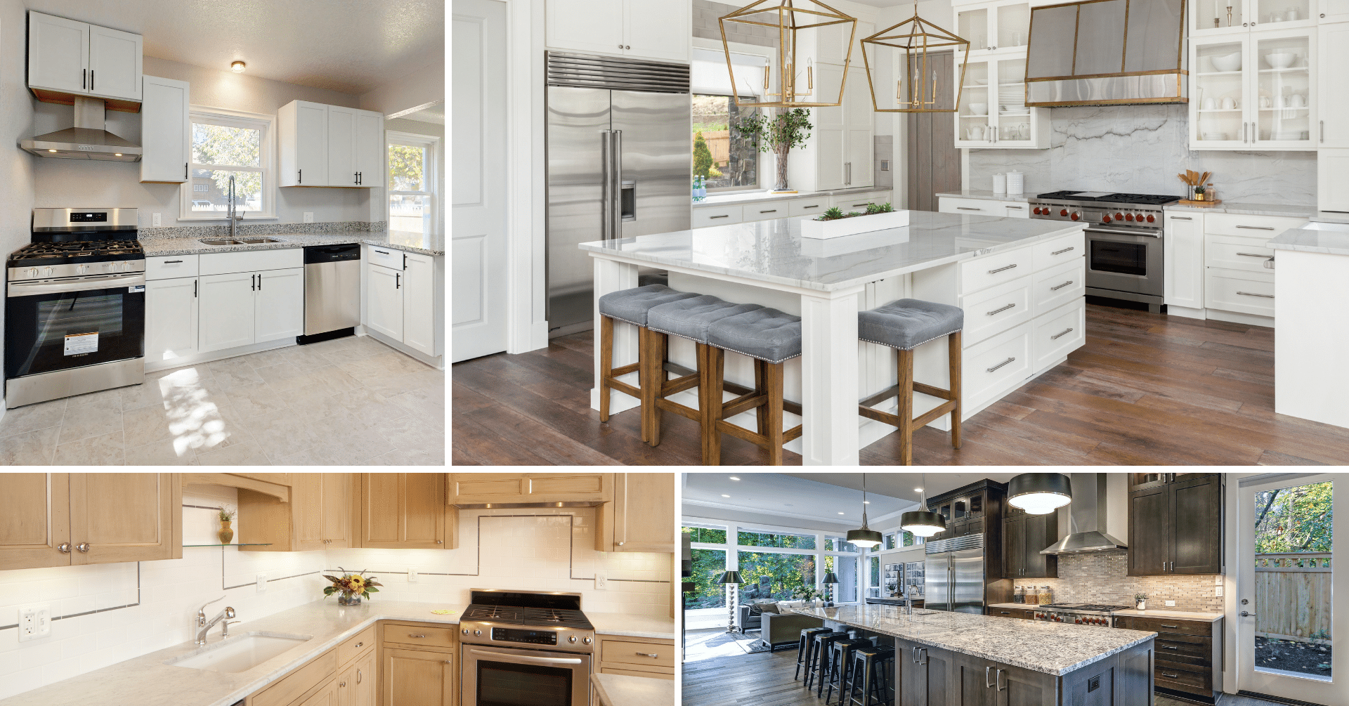 collage of various kitchens